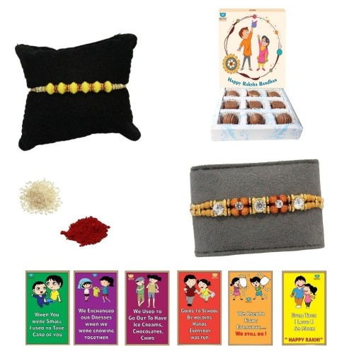BOGATCHI 9 Chocolate Box 2 Rakhi Roli Chawal and Story Card A | Unique Rakhi Gifts for Sister | Rakhi with Chocolate Online 